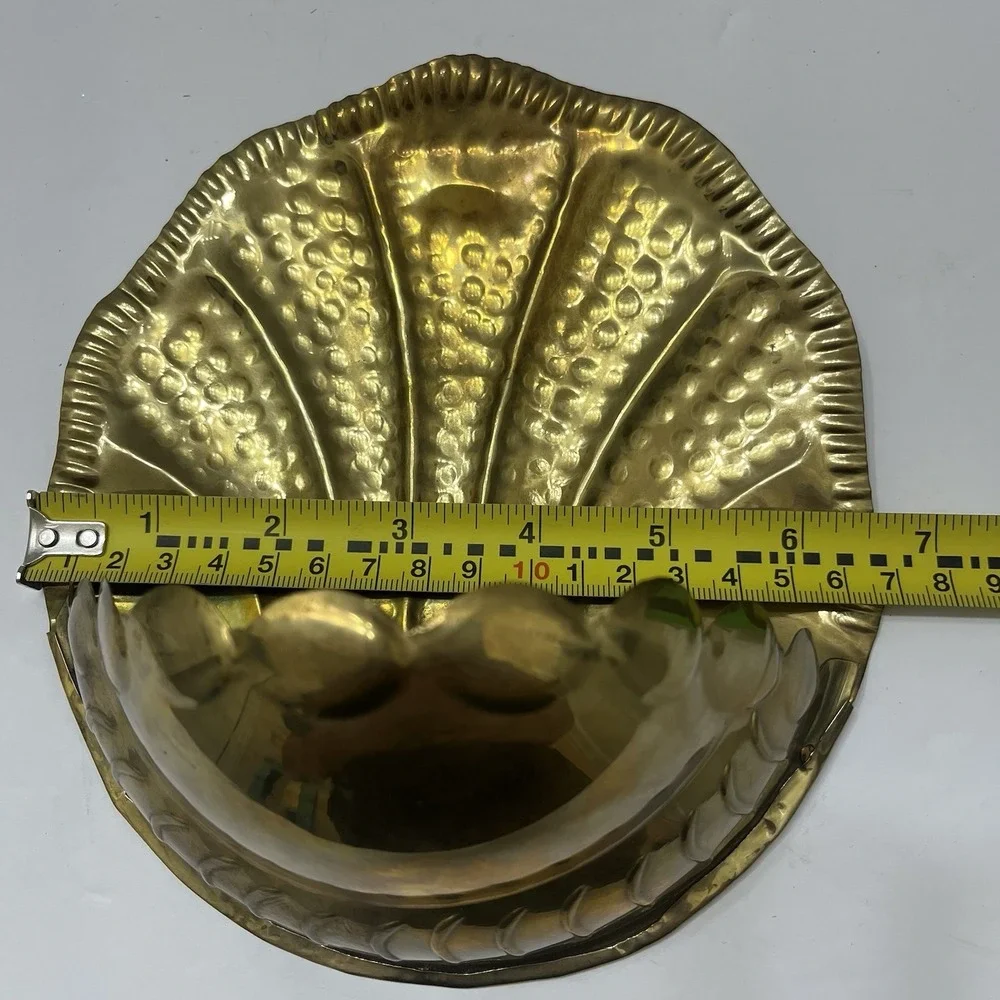 Vintage Solid Brass Wall Pockets Set Of 2 Hollywood Regency Polished Shell 6.5